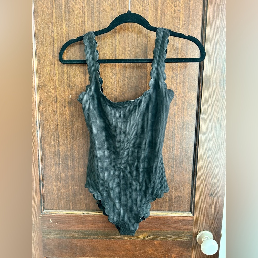Aerie Black Scalloped One Piece